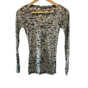 STREETWEAR SOCIETY Grey & Black Printed Lightweight Scoop Neck Henley Te…